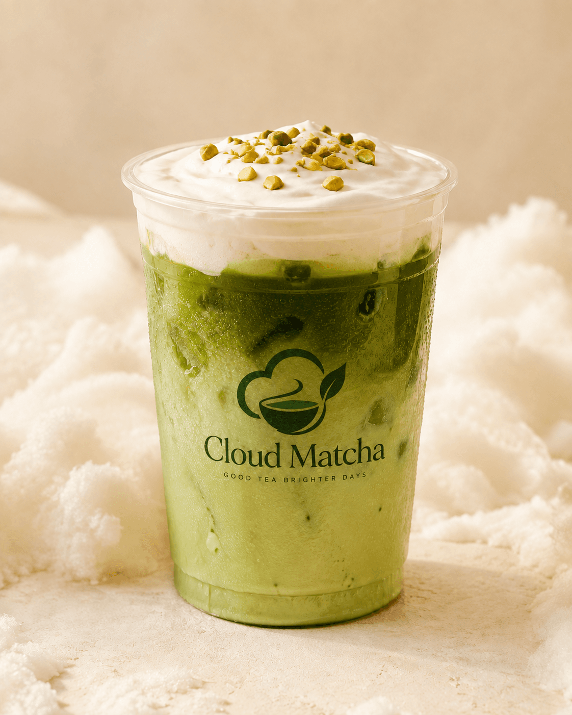 Pistachio Cloud iced matcha drink